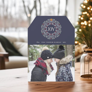 Folk Art Joy   Holiday Photo Card