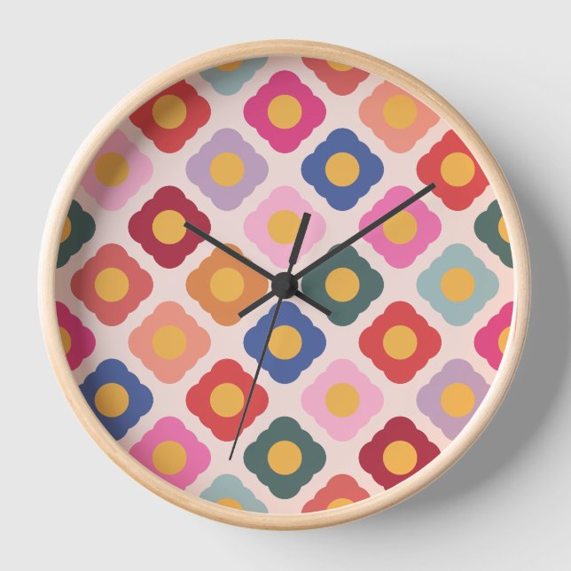 Folk Art Kitchen Wall Clock (Front)