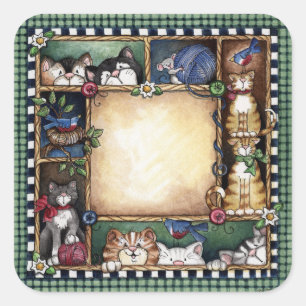 Folk art Kittens Sticker