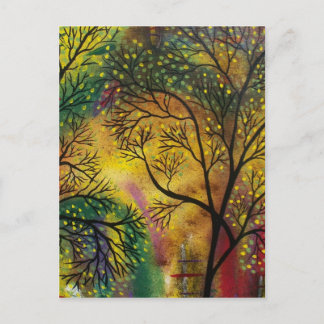 FOLK ART Light Behind The Trees BY LORI postcard