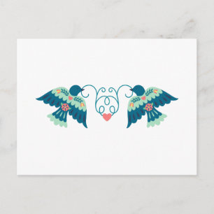 Folk Art Love Birds Postcard