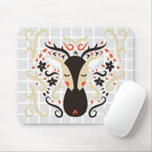 Folk Art Majestic Deer Grid Mouse Pad