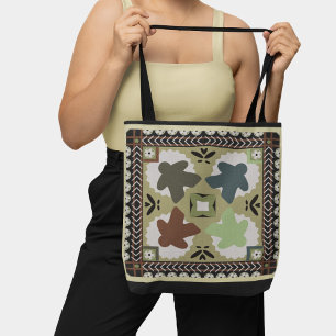 Folk Art Meeple Ukrainian Tile Floral Board Game Tote Bag