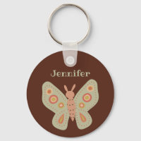Folk Art Moth, Butterfly on Brown Personalised