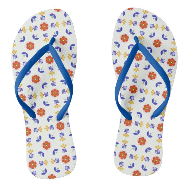 Folk Art Neon Flower Geometric Pattern Jandals (Footbed)