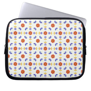 Folk Art Neon Flower Geometric Pattern Laptop Sleeve