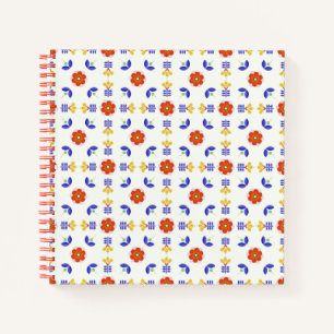 Folk Art Neon Flower Geometric Pattern Notebook