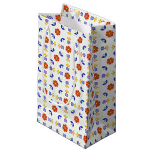 Folk Art Neon Flower Geometric Pattern Small Gift Bag