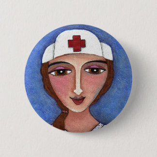 Folk Art Nurse - RN / nursing button