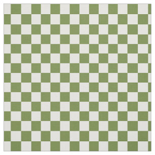 Folk Art Olive Chequerboard - Green & Ivory Fabric