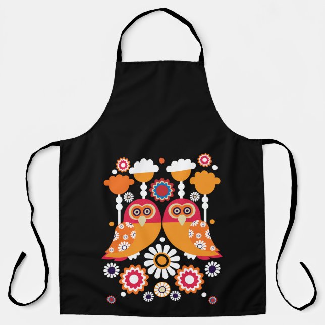 Folk Art Owl Apron (Front)