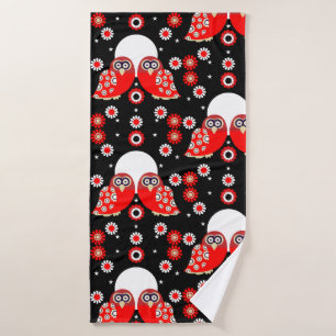 Folk Art Owl Bath Towel