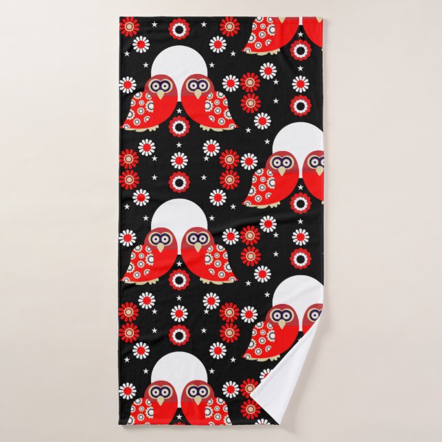 Folk Art Owl Bath Towel (Bath Towel)