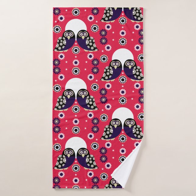 Folk Art Owl Bath Towel (Bath Towel)