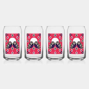 Folk Art Owl Can Glass