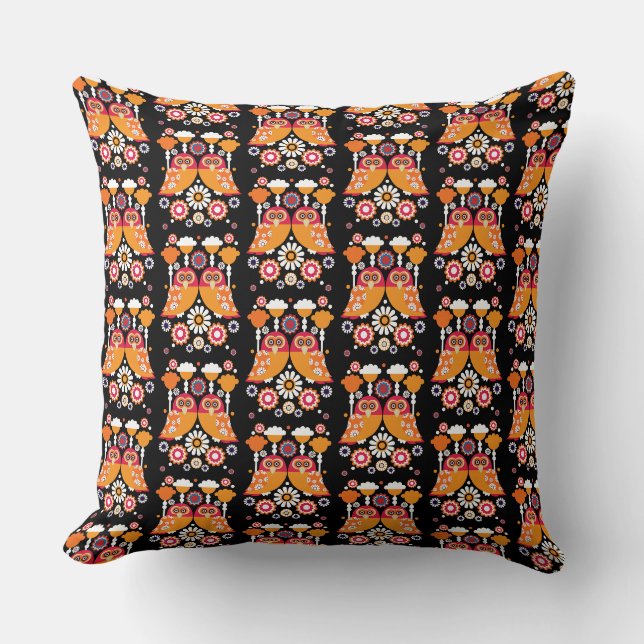 Folk Art Owl Cushion (Front)
