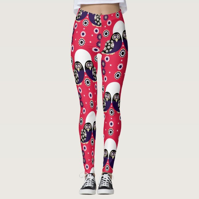 Folk Art Owl Leggings (Front)