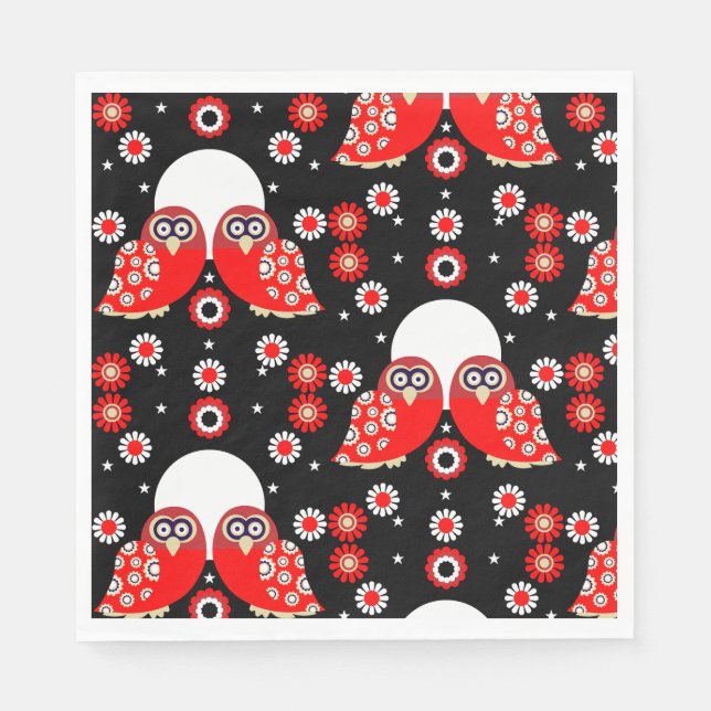 Folk Art Owl Napkin (Front)
