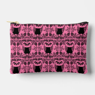 Folk Art Owl Prints Accessory Pouch