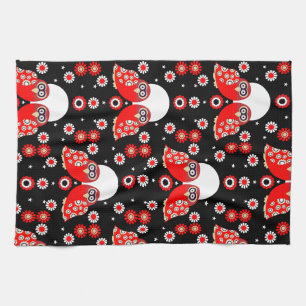 Folk Art Owl Tea Towel