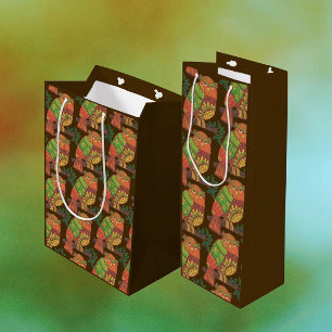 Folk Art Owls on Branches All Occasion Wine Gift Bag