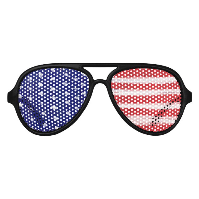 Folk Art Painted Flag Aviator Sunglasses (Front)