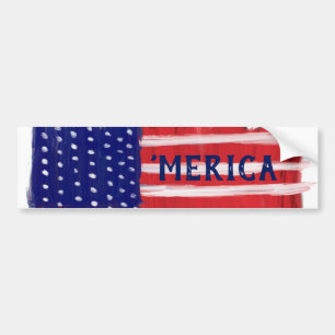 Folk Art Painted Flag Bumper Sticker