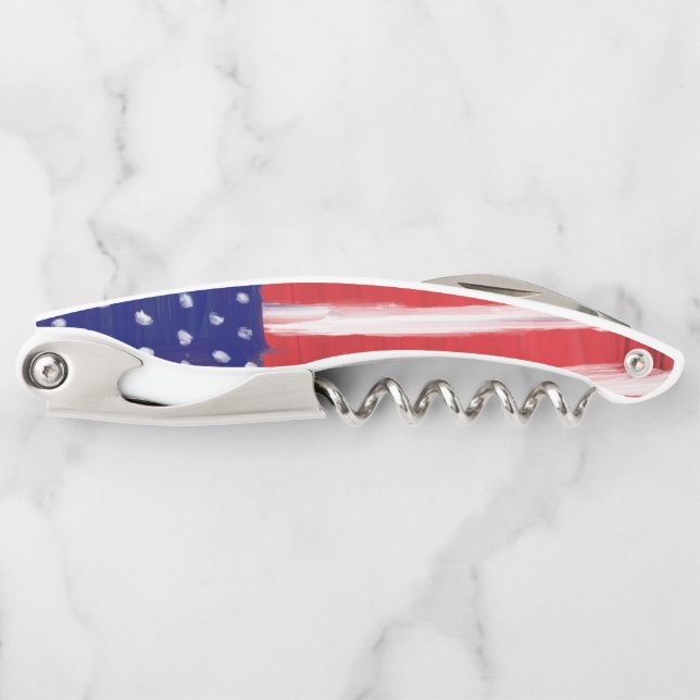 Folk Art Painted Flag Corkscrew (Front)