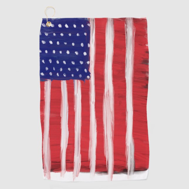 Folk Art Painted Flag Golf Towel (Front)