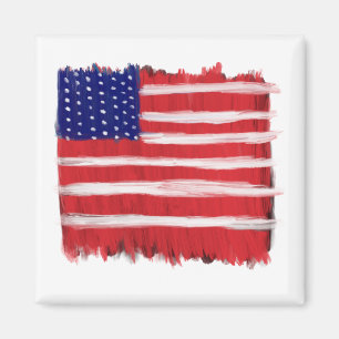 Folk Art Painted Flag Magnet