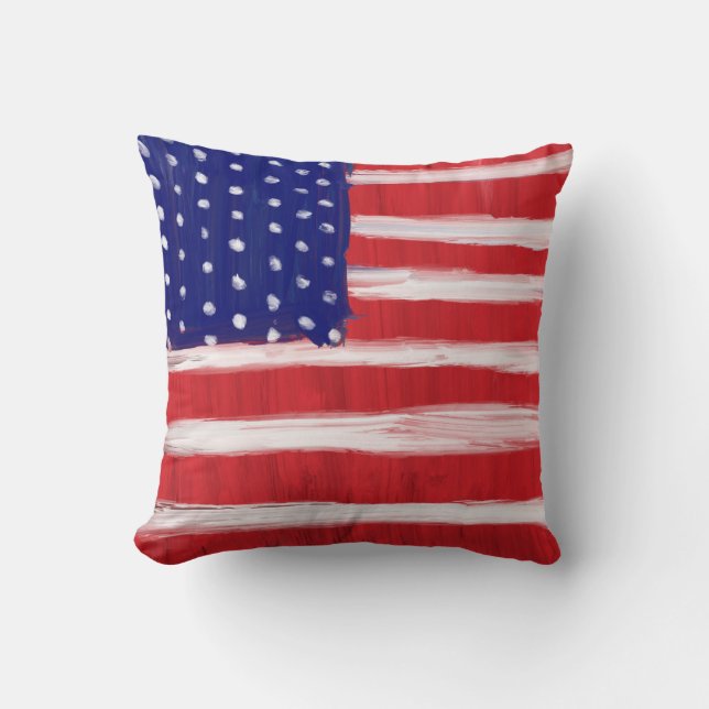 Folk Art Painted Flag   Throw Pillow (Front)