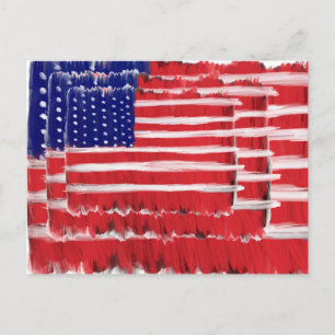 Folk Art Painted Flags Holiday Postcard