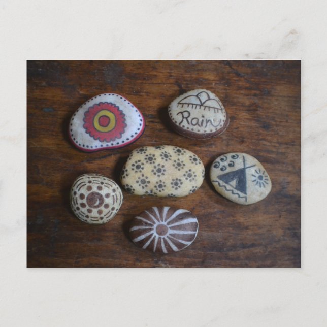 Folk Art Painted Stones Postcard (Front)