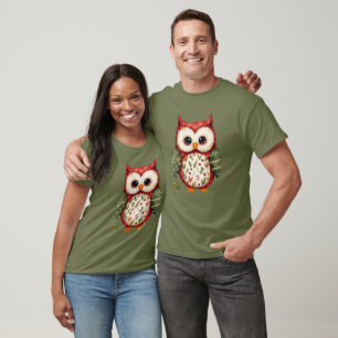 Folk Art Patchwork Owl Cottagecore T-Shirt