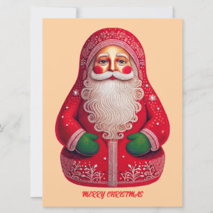 Folk Art Primitive Santa Claus Holiday Card