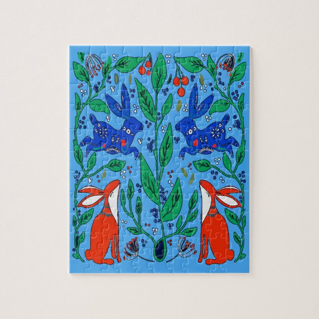Folk Art Rabbits Jigsaw Puzzle (Vertical)