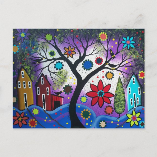 FOLK ART Rainbow Twilight BY LORI EVERETT postcard (Front)