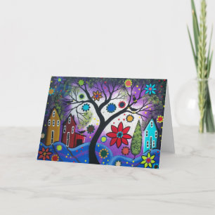 FOLK ART Rainbow Twilight BY LORI greeting card