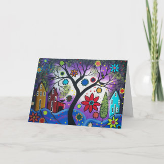 FOLK ART Rainbow Twilight BY LORI greeting card