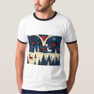 Folk-Art Reindeer Pattern T-shirt