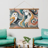 Folk Art Retro Owl and Boho Witch 
