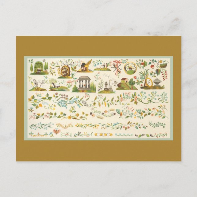 Folk Art Sampler Postcard (Front)