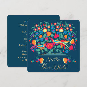 Folk Art Save the Date Wedding Anniversary Card