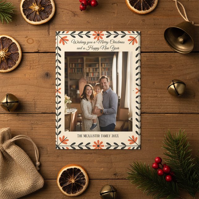 Folk Art Scandinavian Christmas Photo Holiday Card (Creator Uploaded)