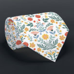 Folk Art Scandinavian Traditional Motif Tie<br><div class="desc">A charming vintage-inspired folk floral pattern featuring colorful flowers, leaves, and botanical elements arranged in a balanced symmetrical style. Perfect for spring designs, fabric prints, home decor, stationery, and nature-themed products.</div>