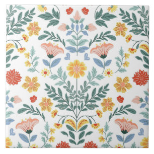 Folk Art Scandinavian Traditional Motif Tile