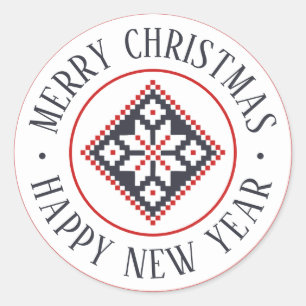 Folk Art Slavic Contemporary Christmas Classic Round Sticker