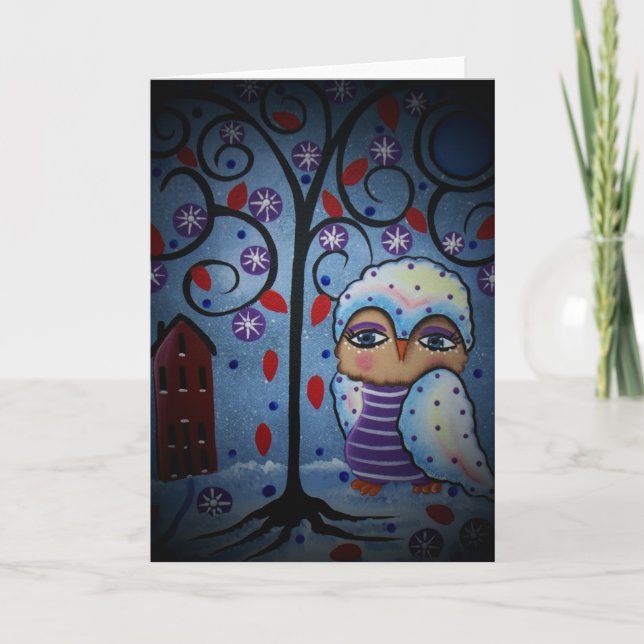 FOLK ART Snow Flake BY LORI EVERETT greeting cards (Front)