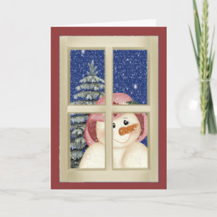 Folk Art Snowman Holiday Card
