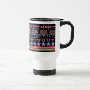 Folk Art Style Border, Black Non-spill Travel Mug